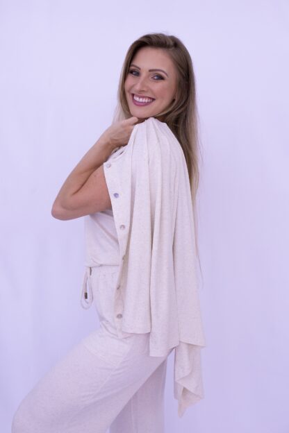 Blusa Botões Malha Viscose com Linho - Image 5