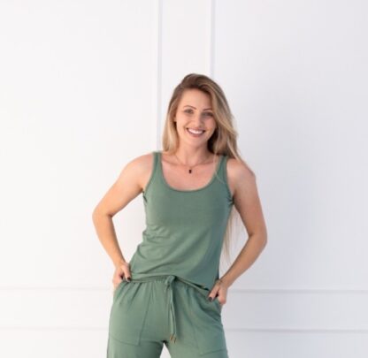 Regata Malha de Viscose com Elastano -  Verde Thunder