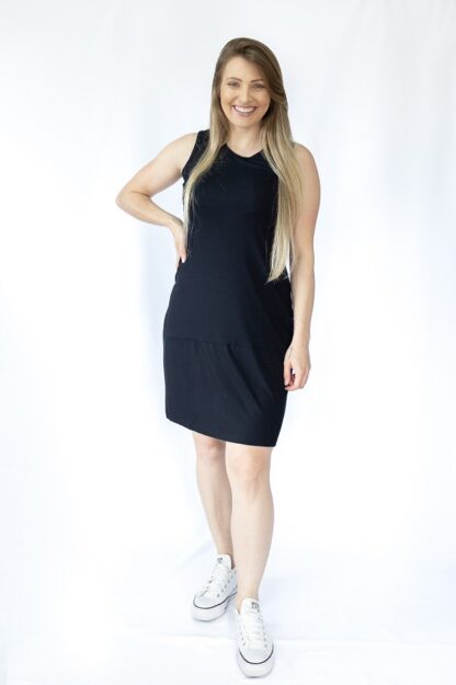 Vestido Curto em Malha de Viscose Elastano  - Azul Carbono - Image 5