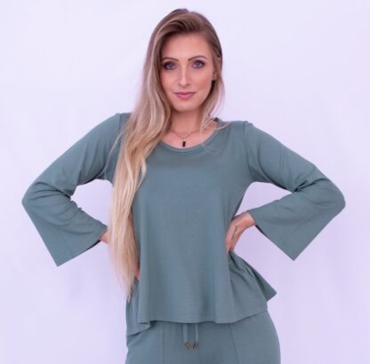 Blusa em A Malha de Viscose Elastano - Verde Thunder