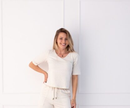 Cropped Malha de Viscose Linho e Elastano - Off White - Image 2