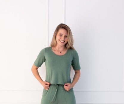 Cropped Malha de Viscose e Elastano - Verde Thunder - Image 2